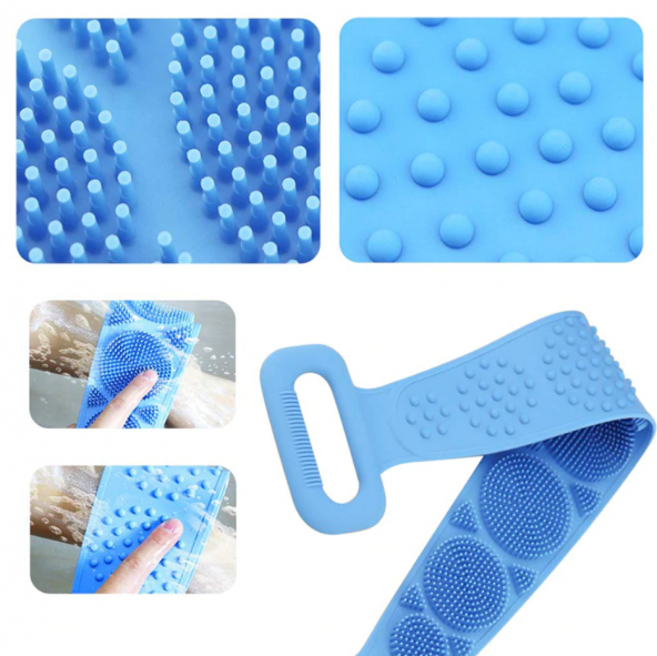 Çift Taraflı Silikon Banyo Sırt Kesesi Duş Lifi Tükenmez Lif 60 cm - 6