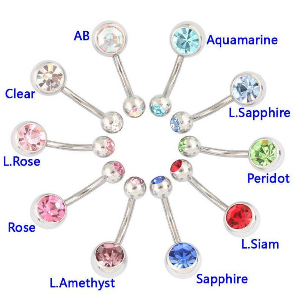 10 Adet Rengarenk Paslanmaz Çelik Göbek Piercing