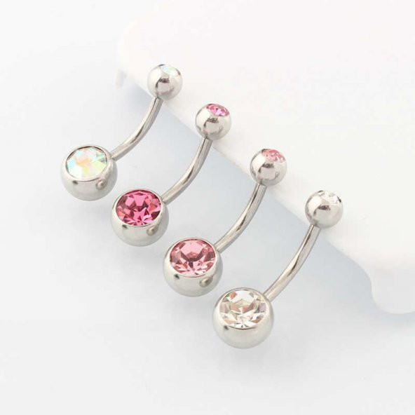 10 Adet Rengarenk Paslanmaz Çelik Göbek Piercing - 5