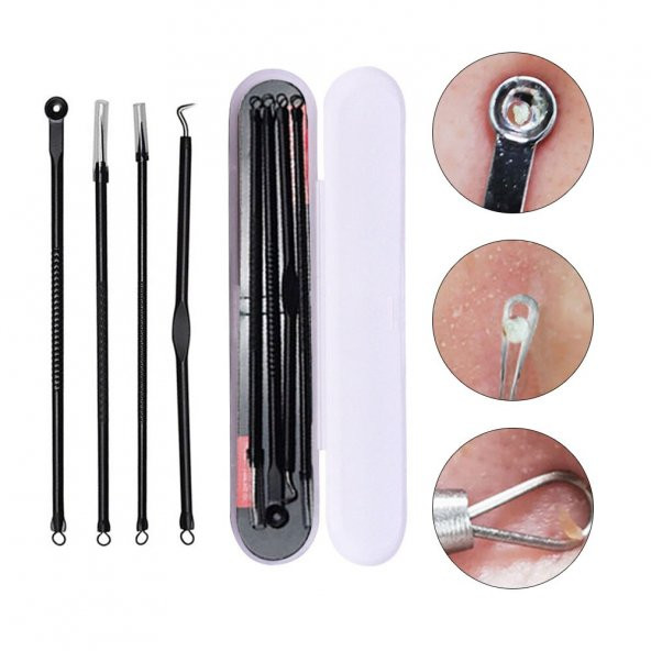 4 Parça Kutulu Paslanmaz Çelik Sivilce Akne Siyah Nokta Komedon - 3