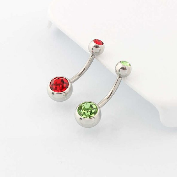 10 Adet Rengarenk Paslanmaz Çelik Göbek Piercing - 6