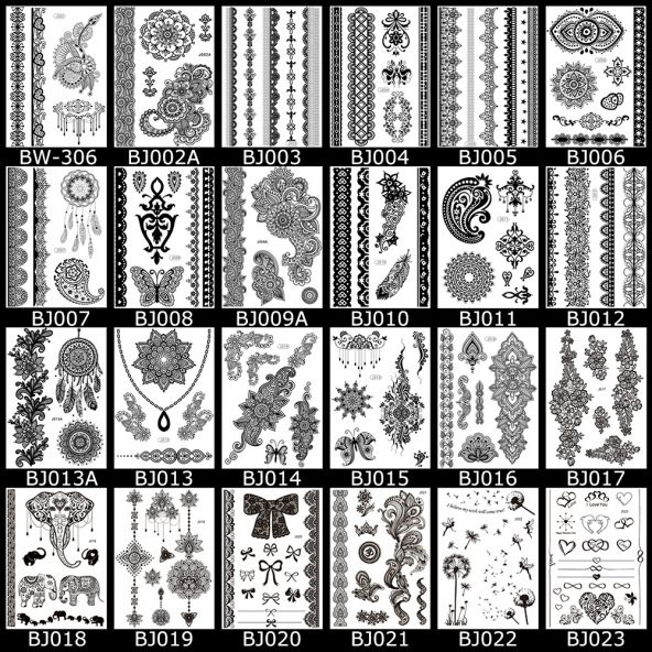 Geçici Dövme Çeşitleri Tattoo 2 Alana 1 Hediye - 8