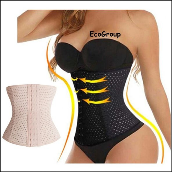 Bel İnceltici Korse Vücut Şekillendirici Doğum Sonrası Toparlayıcı Katlanmayı Önleyici 4 Adet Çelik Balenli