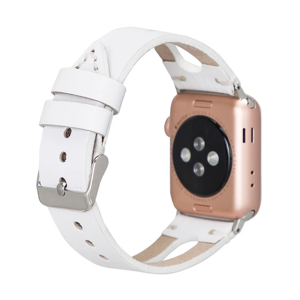 Apple Watch Uyumlu Deri Kordon BA2 42-44-45mm F3 Beyaz - 2