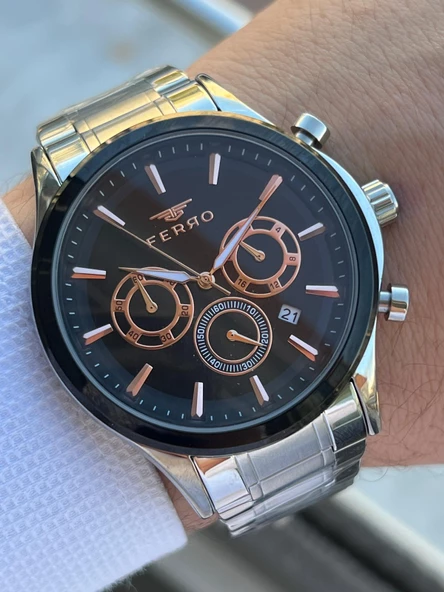 Ferro Çelik Kordon İç Fonksiyonları Aktif Chronograph 30 Mt Su Geçirmez Erkek Kol Saati EFM.1367.J2 ürün görseli