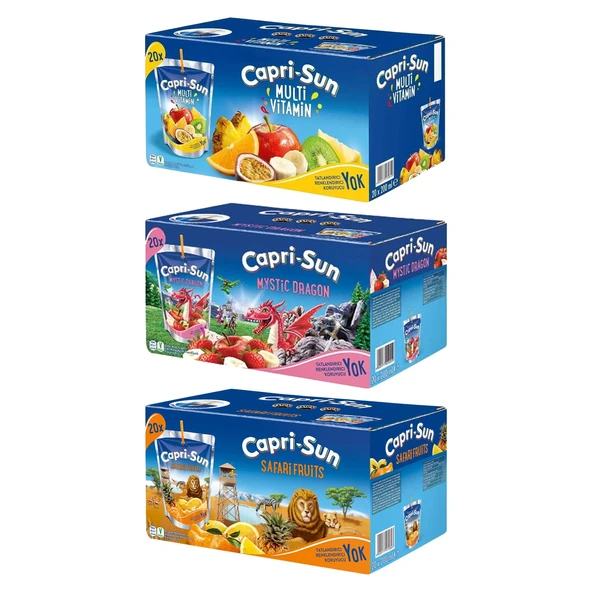 Capri - Sun 200 ml x 60 Adet / Karma 3 lü Koli