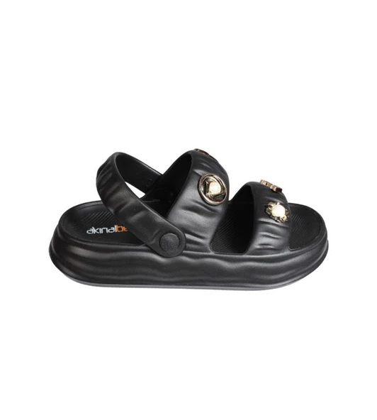 AKINALBELLA Kadın Beyaz Gümüş Taşlı Çift Bantlı Sandalet - 7