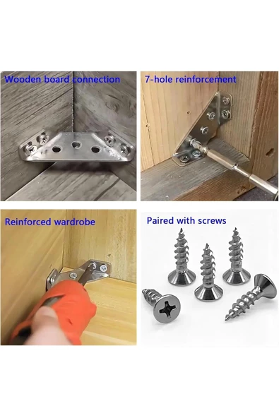 Mobilya Eşya Dolap Köşe Birleştirme Köşebent Duvara Sabitleyici Bağlantı Aparatı Gönye Metal 10 Adet - 4