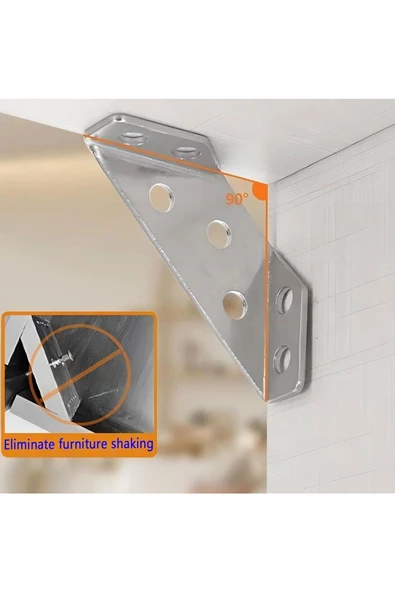 Mobilya Eşya Dolap Köşe Birleştirme Köşebent Duvara Sabitleyici Bağlantı Aparatı Gönye Metal 10 Adet - 3