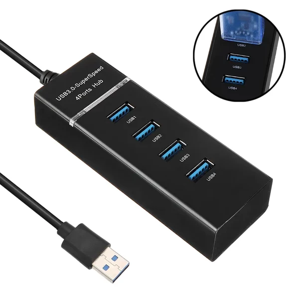 Portatif 4 Girişli Usb Çoğaltıcı Çoklayıcı Usb Hub 3,0 Laptop Desktop Kasa Notebook Uyumlu