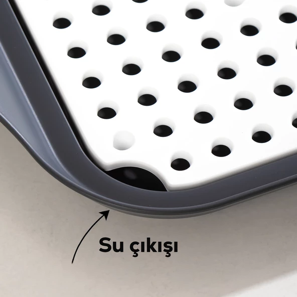 Porsima 1213 Çok Amaçlı Bulaşık Tepsisi Bulaşıklık Tezgah Üstü Kurutmalık Durulama Matı Bulaşık Sepeti - 4