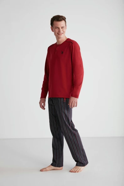 U.S. Polo Assn. 18738 Erkek Bordo Patlı Pijama Takım - 3