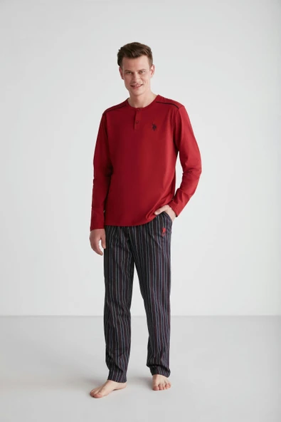 U.S. Polo Assn. 18738 Erkek Bordo Patlı Pijama Takım ürün görseli 1