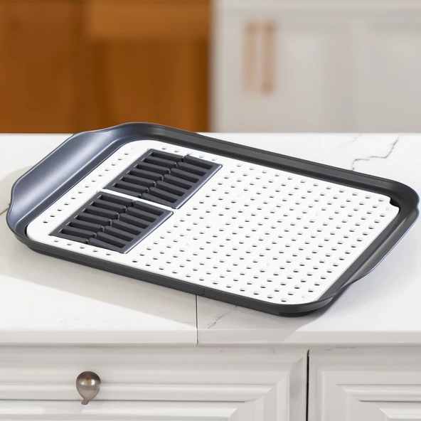 Porsima 1213 Çok Amaçlı Bulaşık Tepsisi Bulaşıklık Tezgah Üstü Kurutmalık Durulama Matı Bulaşık Sepeti - 3