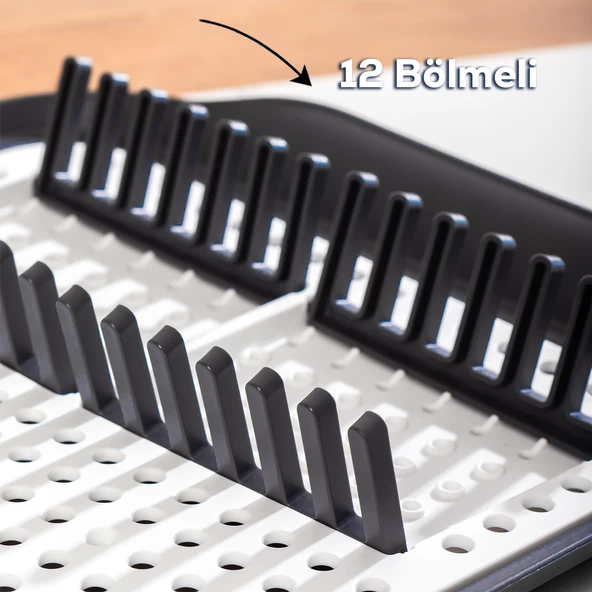 Porsima 1213 Çok Amaçlı Bulaşık Tepsisi Bulaşıklık Tezgah Üstü Kurutmalık Durulama Matı Bulaşık Sepeti - 5