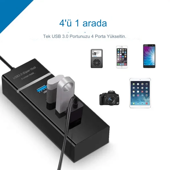 Portatif 4 Girişli Usb Çoğaltıcı Çoklayıcı Usb Hub 3,0 Laptop Desktop Kasa Notebook Uyumlu - 2