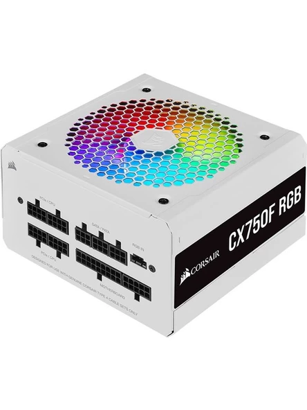 Corsair CX750F RGB 750W 80+ Bronze Beyaz Full Modüler 120 mm Fanlı PSU