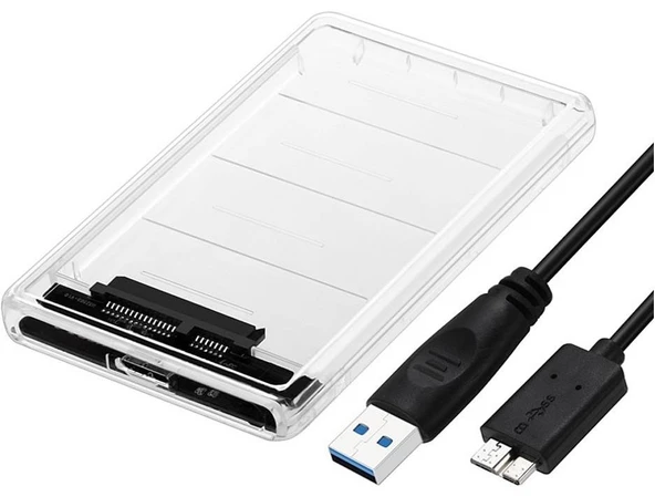 USB 3.0 Harici SSD Harddisk Şeffaf Taşınabilir HDD Kutusu Sata