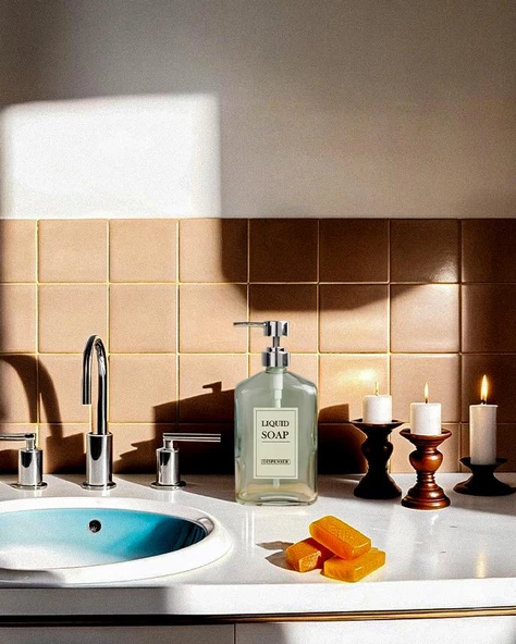 Cam Sıvı Sabunluk - Dekoratif Büyük Boy Dispenser - Kalın Cam - 500 ML - 4