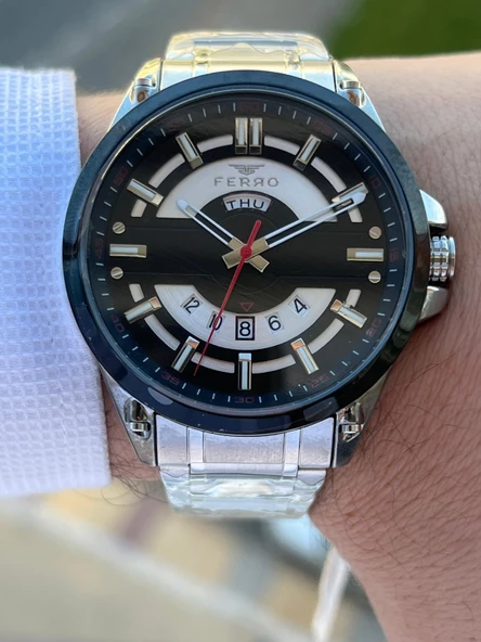 Ferro Çelik Kordon İyon Kaplama Kasa Tasarım Seri 30 Mt Su Geçirmez Erkek Kol Saati EFM.F11201.J2 - Resim 2