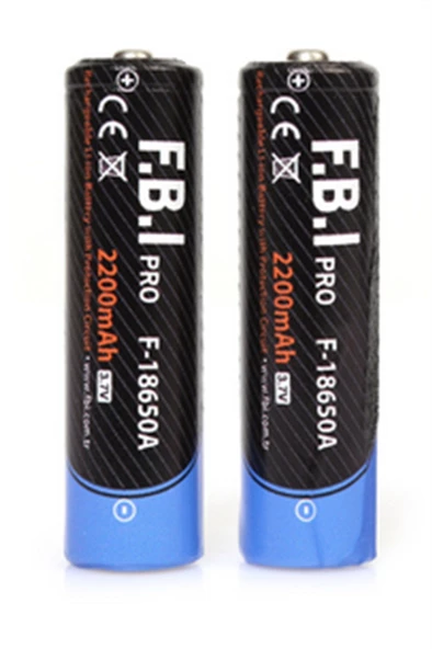 F.B.I F 18650A 3.7V 2200mAh Şarj Edilebilir Li-ion Pil El Feneri Pili 2 Adet