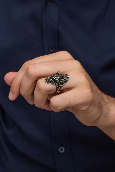 Kurt Motif Göktürkçe TÜRK Yazılı 925 Gümüş Erkek Yüzük - Resim 6