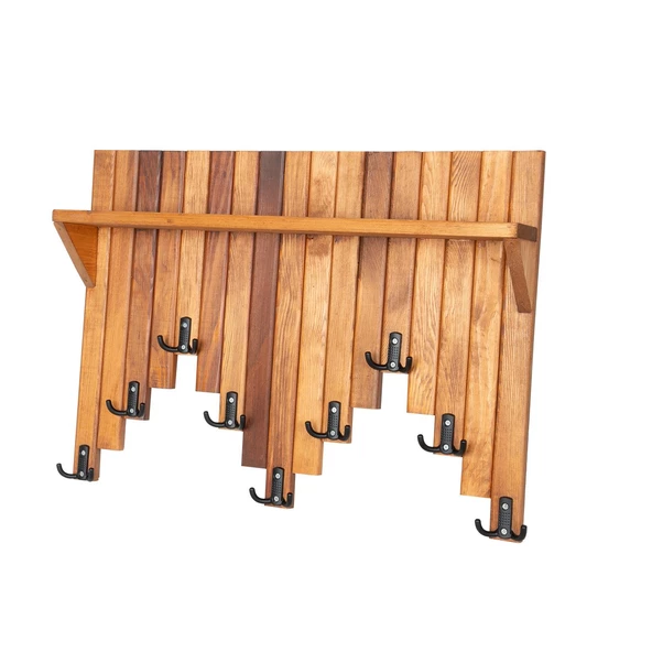 Ahşap Duvar Ve Kapı Askısı Elbise Askılık Raflı Piyano Model 9 Askılı 50x69x9 cm - 4