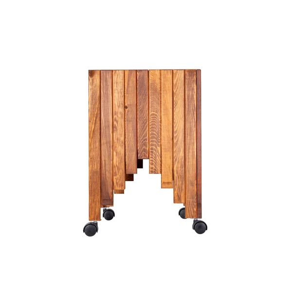 Dekoratif Ahşap Saksılık Çiçeklik Ahşap Saksı Altlığı 38x38x50 cm Tekerlekli Saksı Sehpası - 5