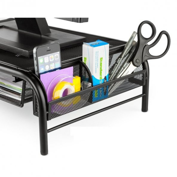 Office Force Raflı Ve 2 Cepli Monitör Ekran Yükseltici Gümüş - 2