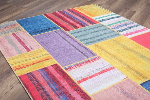 Artloop Patchwork Desenli Jazz Dekoratif Halı Multi Halı AL 48 - 5