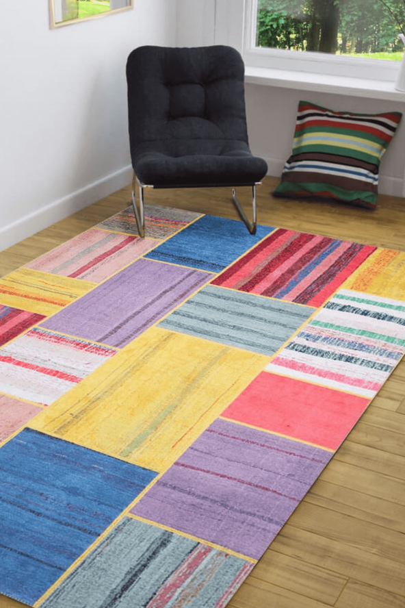 Artloop Patchwork Desenli Jazz Dekoratif Halı Multi Halı AL 48 - 7