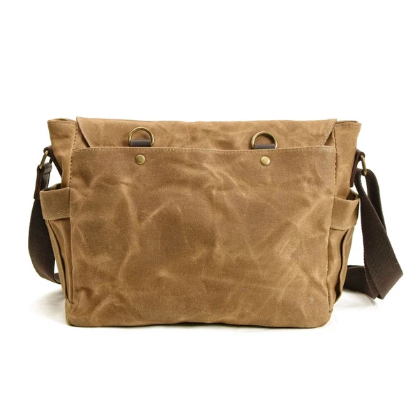 Retro Kanvas Postacı Çanta Mumlu Su Geçirmez (Haki) - 2