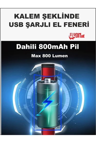 Kalem Şeklinde Şarj Edilebilir EL Feneri Güçlü Mıknatıslı Hem Ortam Aydınlatma Hem Fener Kamp Lamba - 3