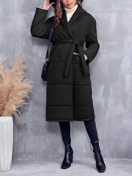 Kadın Uzun Kışlık İçi Elyaflı Astarlı Şişme Mont ürün görseli