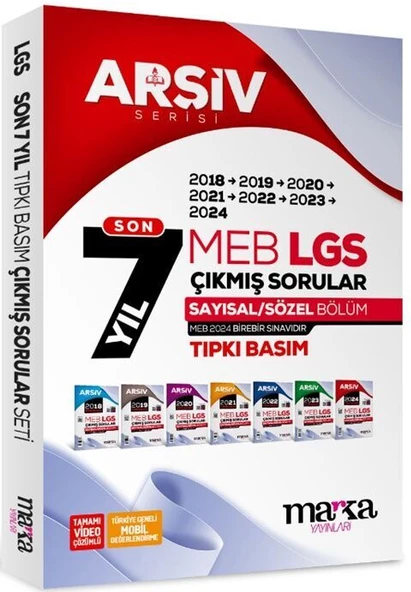 Marka Yayınları LGS Son 7 Yıl ARŞİV Serisi Tıpkı Basım Fasikül Fasikül Çıkmış Sorular Video Çözümlü