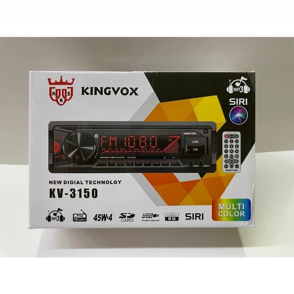 KİNGVOX KV-3150 BT USB SD AUX EQ RENK DEĞİŞTİREBİLEN OTO TEYP