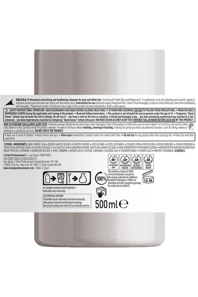 Serie Expert Silver Çok Açık Sarı Gri ve Beyaz Saçlar İçin Renk Dengeleyici Mor Şampuanı 500 ml - Resim 7