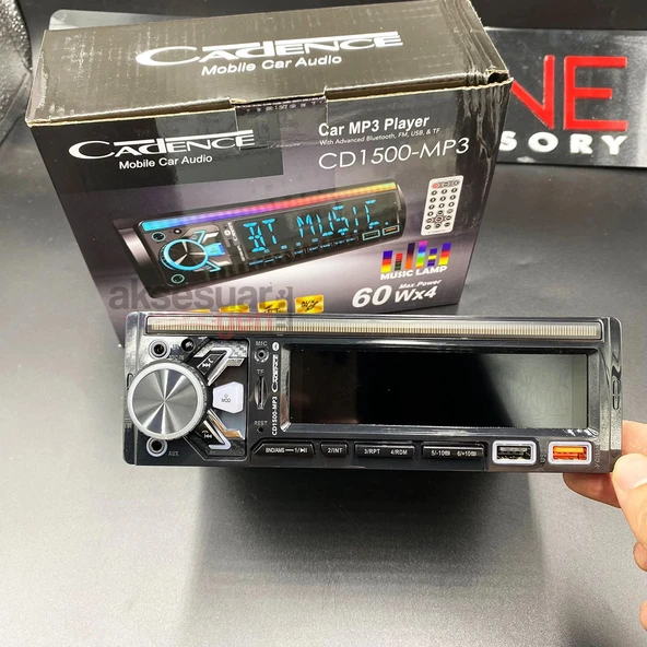 Cadence Oto Teyp Bluetoothlu Çift Usbli 60X4 Watt Aux Çıkışlı Sese Duyarlı Rgbli - 2