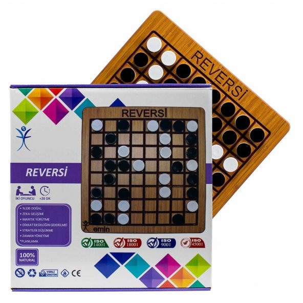 Ahşap REVERSİ, Zeka Oyunu, Strateji, Akıl Oyunu, Eğitici Oyun