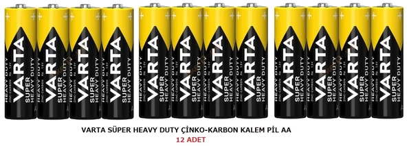 VARTA SÜPER HEAVY DUTY ÇİNKO-KARBON KALEM PİL AA 12 ADET