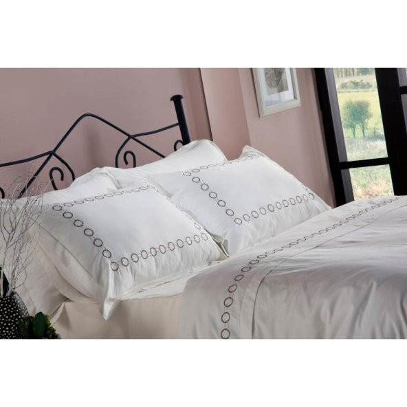 Doqu Home Venita Nakışlı Çift Kişilik Nevresim Takımı Antrasit - 2
