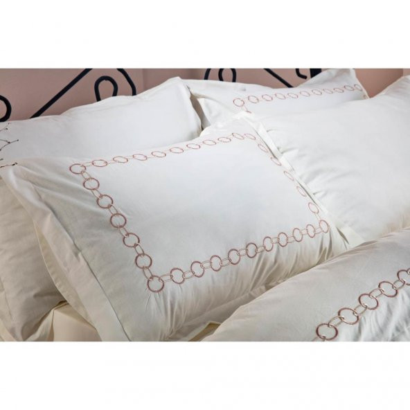 Doqu Home Venita Nakışlı Çift Kişilik Nevresim Takımı Pudra - 2