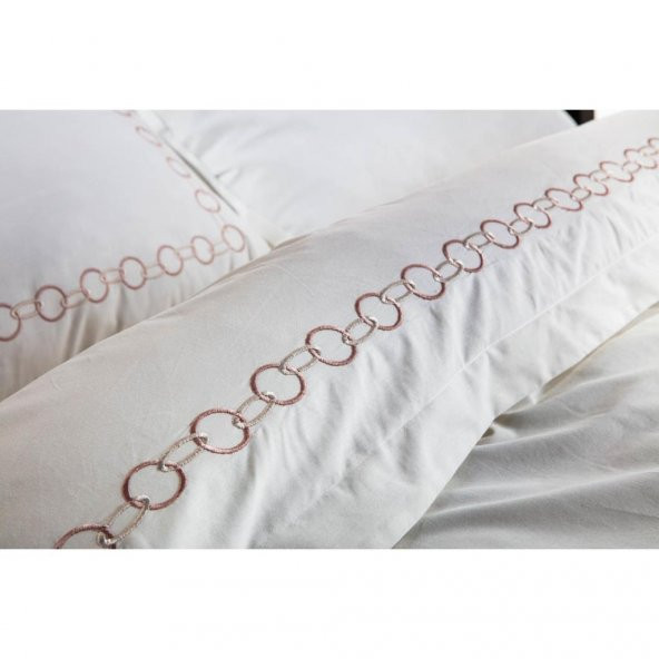 Doqu Home Venita Nakışlı Çift Kişilik Nevresim Takımı Pudra - 3