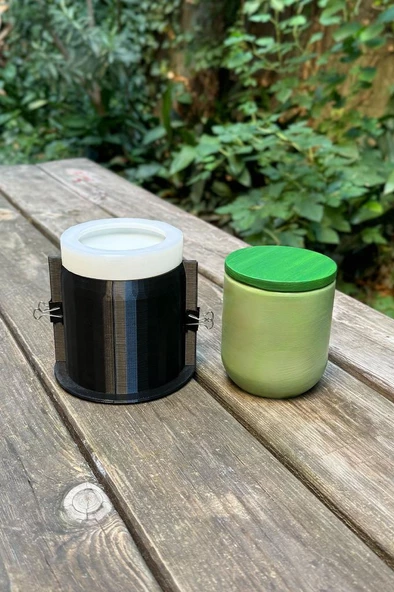 KRATER 2 Dairesel Kapaklı Kasnaklı Silikon Kap Kalıbı - Resim 2