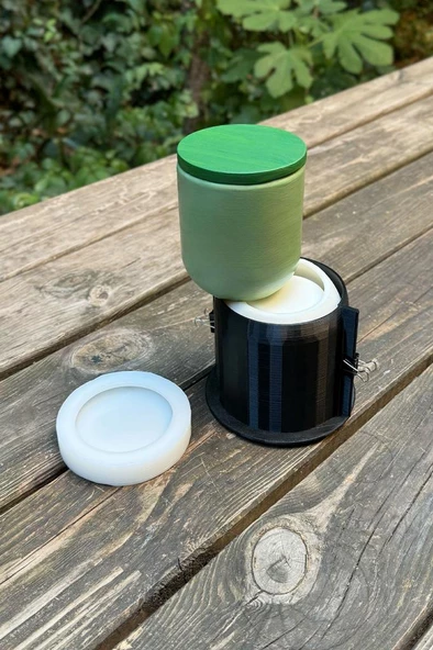 KRATER 2 Dairesel Kapaklı Kasnaklı Silikon Kap Kalıbı - Resim 3