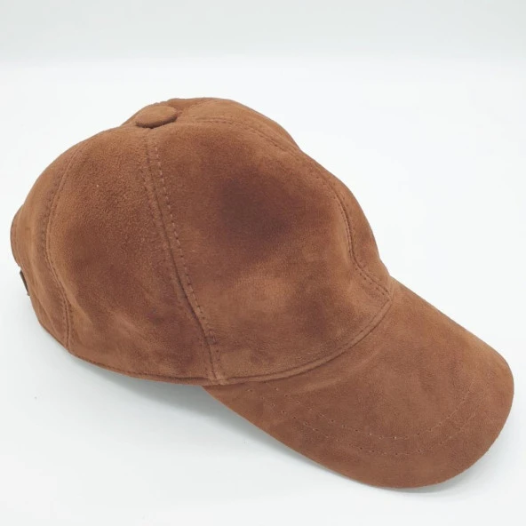 Hakiki Süet Deri Şapka-Taba Renk - 12