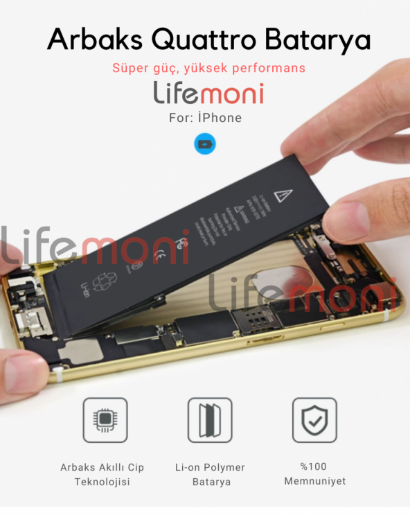 İPhone 7 Orjinal Arbaks Quattro GÜÇLENDİRİLMİŞ Batarya 2400 mAh - 3