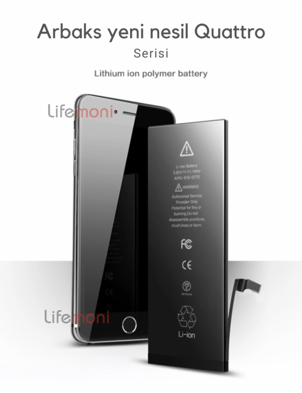 İPhone 7 Orjinal Arbaks Quattro GÜÇLENDİRİLMİŞ Batarya 2400 mAh - 6