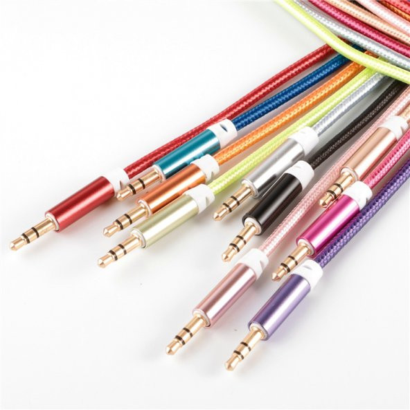 Oto Araç Oto Aux Örgü Kablo 3,5mm Ses Aktarım Audio Teyp Kablo - 8