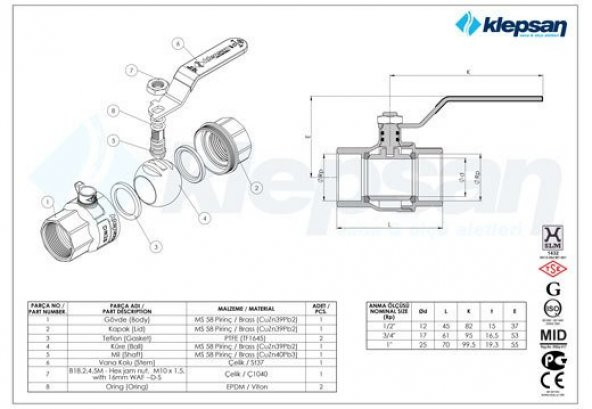 Doğalgaz Vanası MOP 5 TS EN 331 (TAM GEÇİŞLİ) 1 - 2
